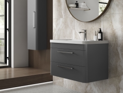 Cool Grey 550mm x 800mm x 200mm Hudson Reed CUR241 Solar ǀ Modern Bathroom WC Unit 550mm 