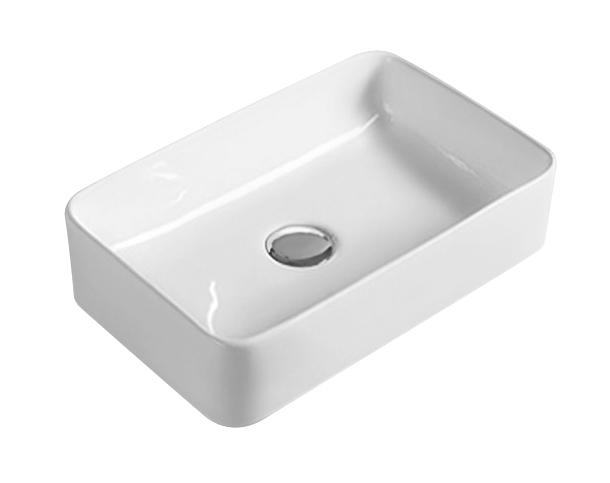 Rectangular Compact Ceramic Countertop Vessel without Overflow - 365mm